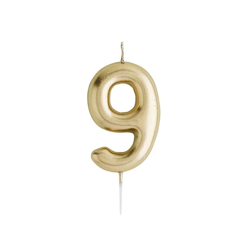 Gold Number Candle 9 - Ralph and Luna Party Shop