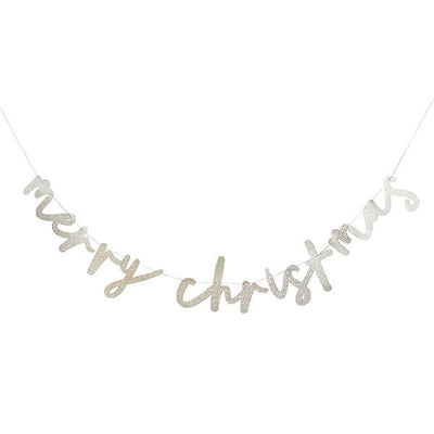 Merry Christmas Glitter Banner Bunting Gold