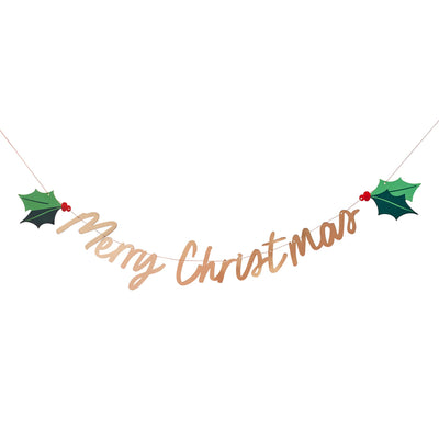 Merry Christmas Holly Banner