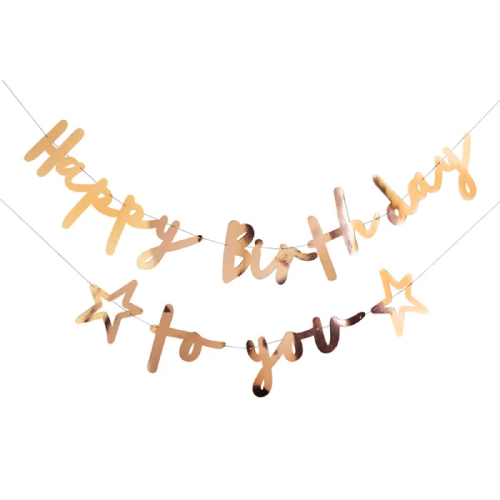 GOLD HAPPY BIRTHDAY TO YOU BANNER - Ralph and Luna Party Shop