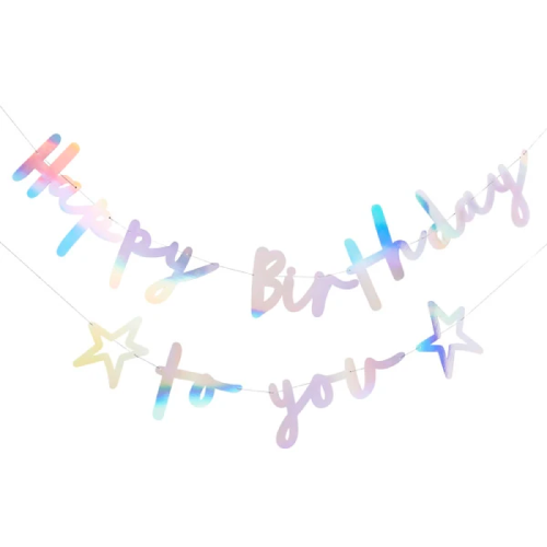 IRIDESCENT HAPPY BIRTHDAY TO YOU BANNER - Ralph and Luna Party Shop