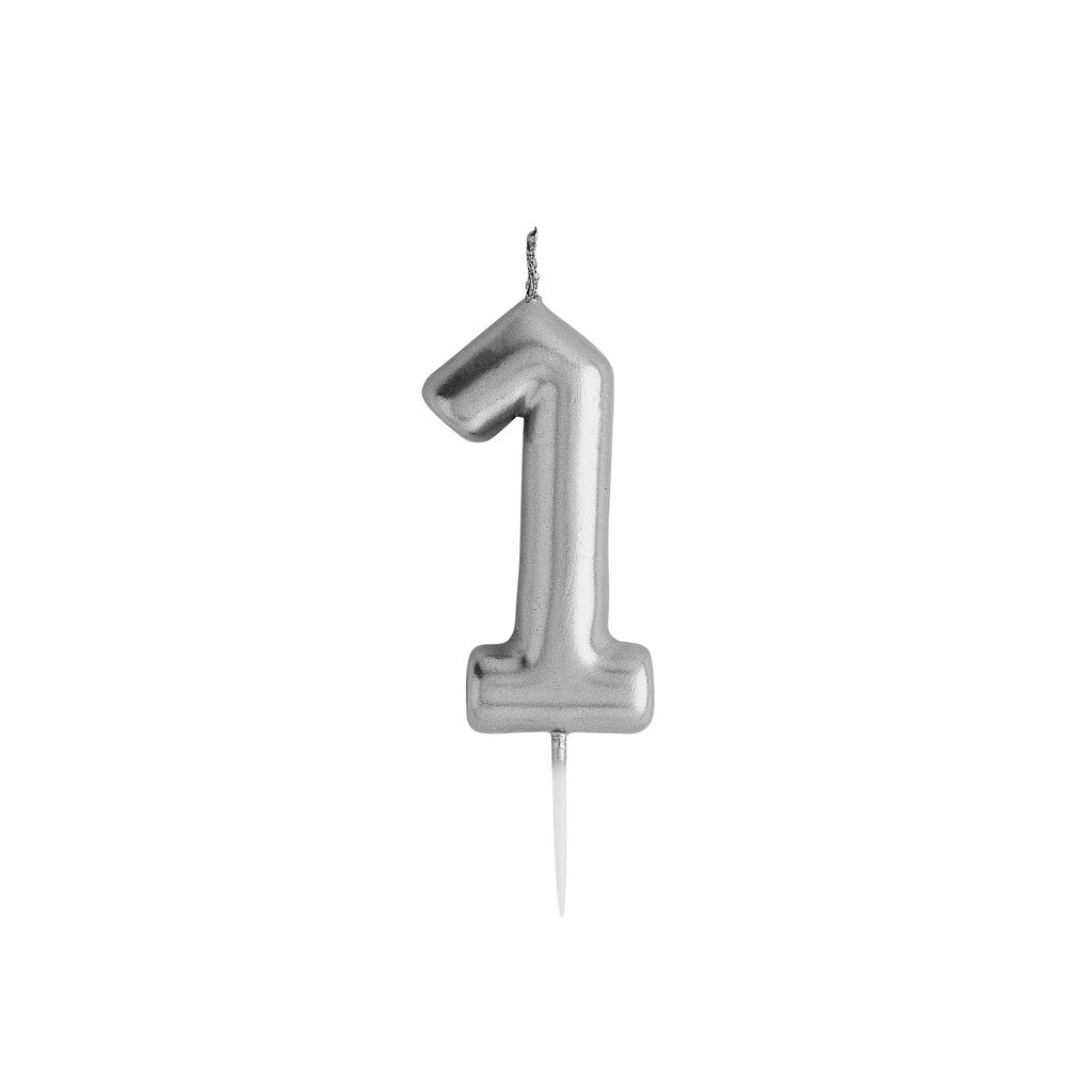 Silver Number Candle 1 - Ralph and Luna Party Shop