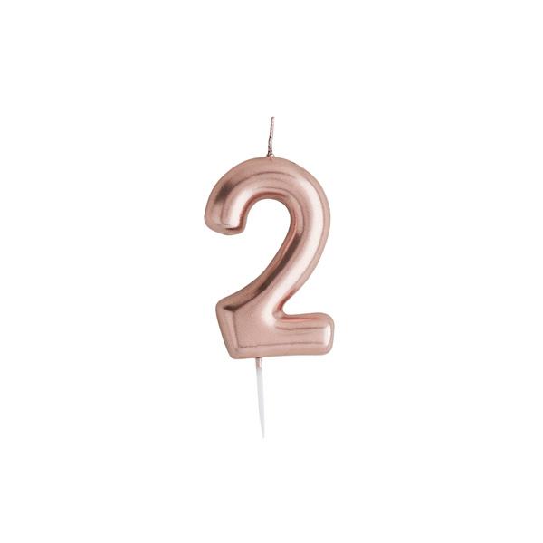Rose Gold Number Candle 2 - Ralph and Luna Party Shop
