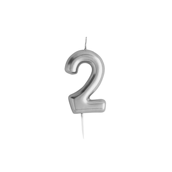 Silver Number Candle 2 - Ralph and Luna Party Shop