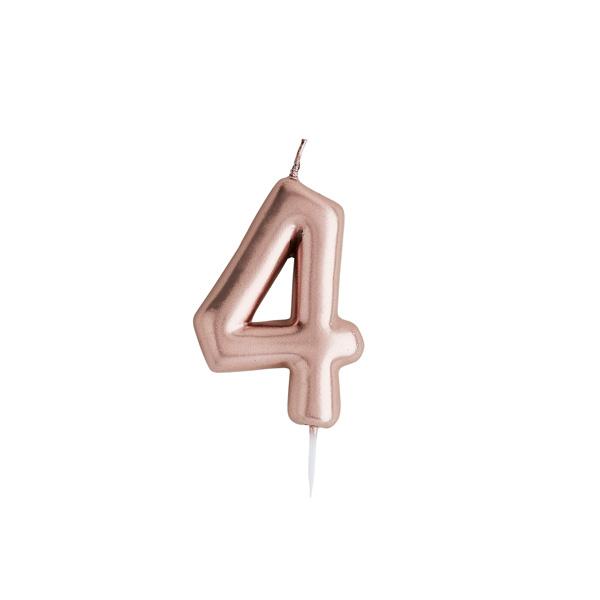 Rose Gold Number Candle 4 - Ralph and Luna Party Shop