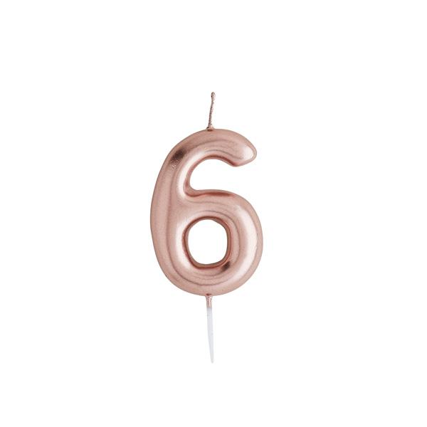 Rose Gold Number Candle 6 - Ralph and Luna Party Shop