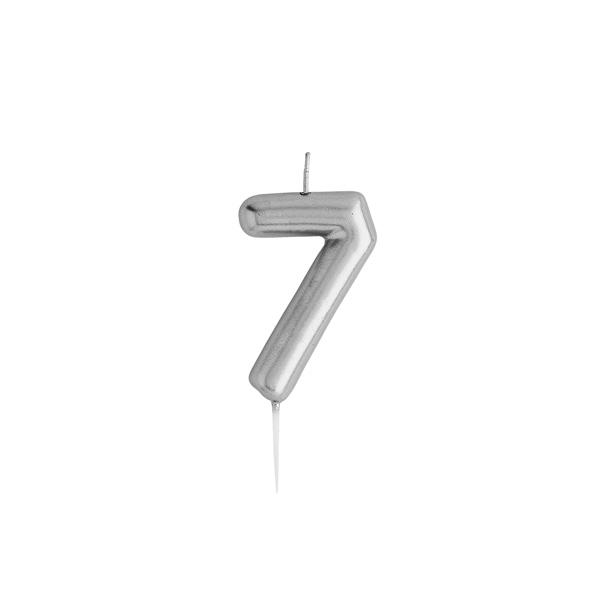 Silver Number Candle 7 - Ralph and Luna Party Shop