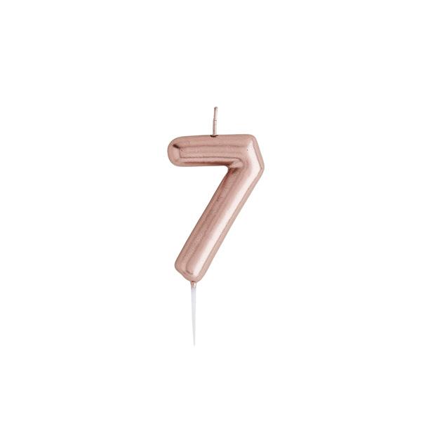 Rose Gold Number Candle 7 - Ralph and Luna Party Shop