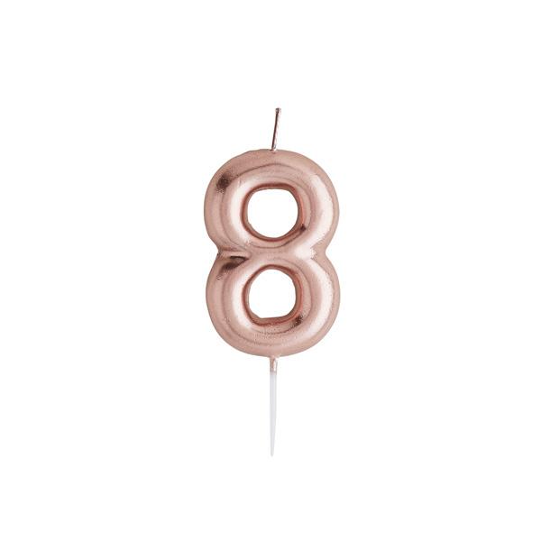 Rose Gold Number Candle 8 - Ralph and Luna Party Shop