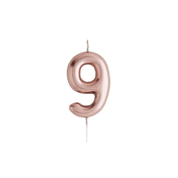 Rose Gold Number Candle 9 - Ralph and Luna Party Shop