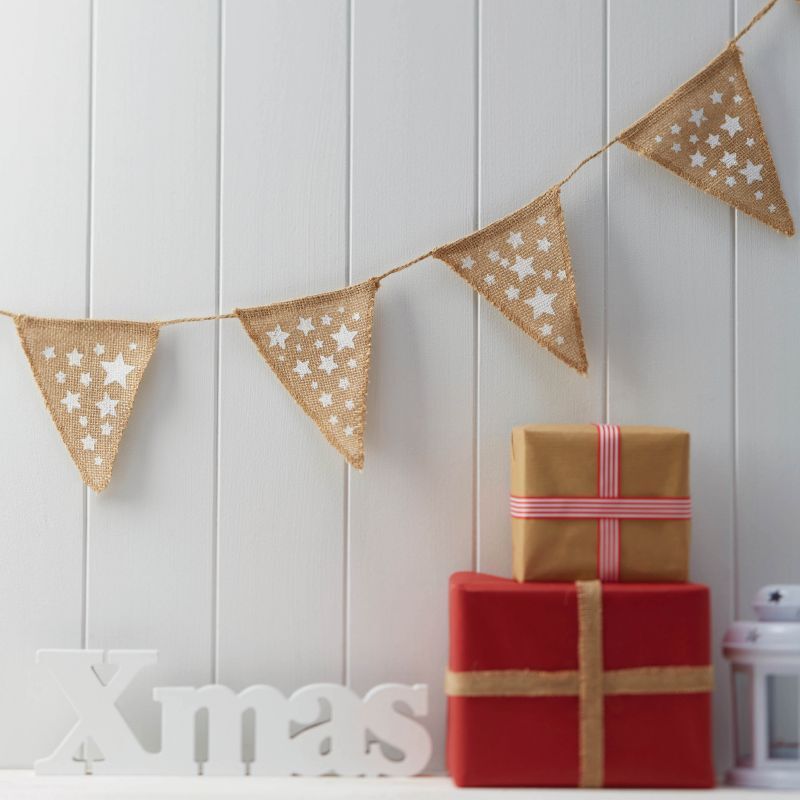 FESTIVE STAR CHRISTMAS HESSIAN BUNTING