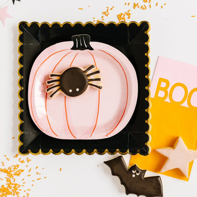 Halloween Pink Pumpkin Paper Plates