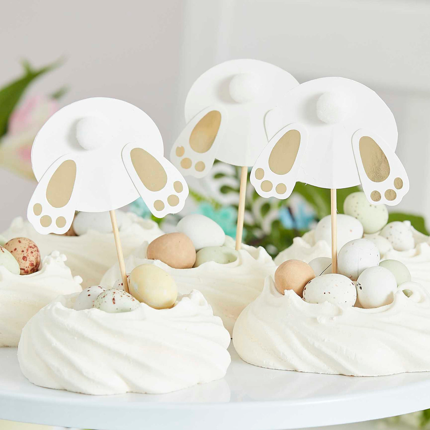 Gold Easter Bunny Bum Cupcake Toppers