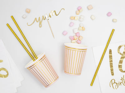 Pink And Gold 260ml Paper Cups - Ralph and Luna Party Shop