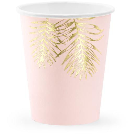 Pink Gold Leaf 220ml Paper Cups - Ralph and Luna Party Shop