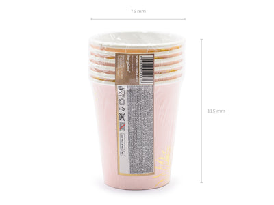 Pink Gold Leaf 220ml Paper Cups - Ralph and Luna Party Shop