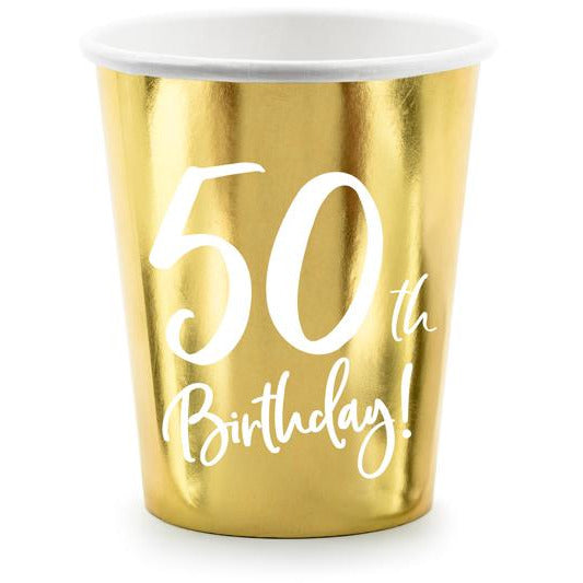 50th Birthday Gold 220ml Paper Cup - Ralph and Luna Party Shop