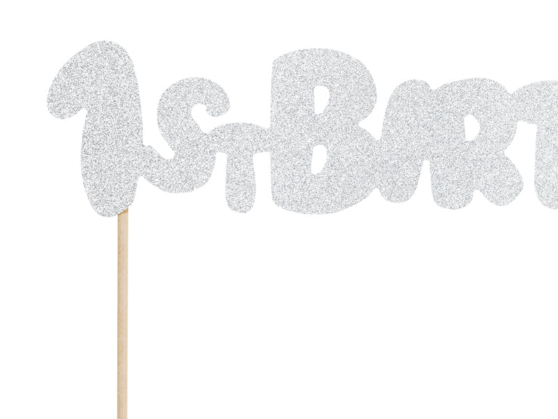1st Birthday Cake Topper Silver - Ralph and Luna Party Shop