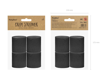 Black Crepe Paper Streamers - Ralph and Luna Party Shop