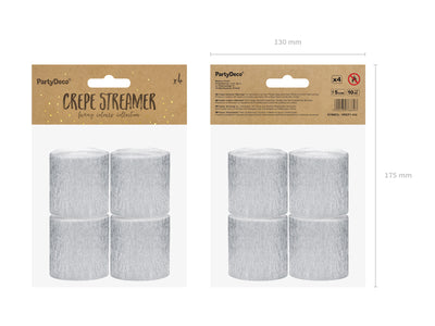 Silver Crepe Paper Streamers - Ralph and Luna Party Shop