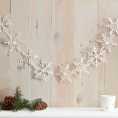 White Glitter Snowflake Christmas Garland