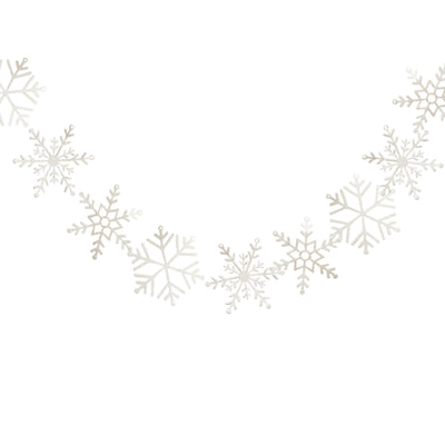 White Glitter Snowflake Christmas Garland