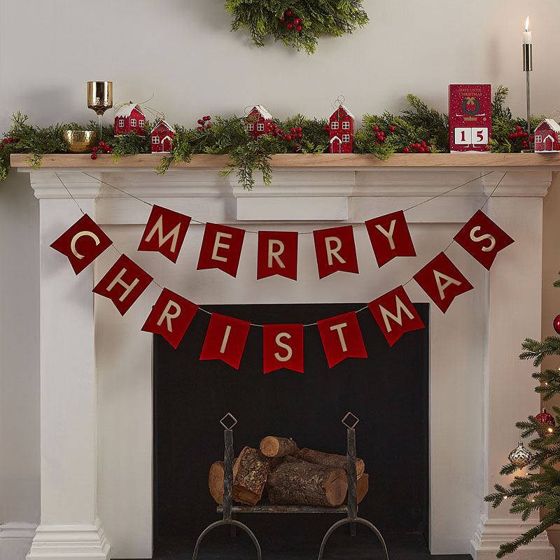 RED VELVET MERRY CHRISTMAS BUNTING