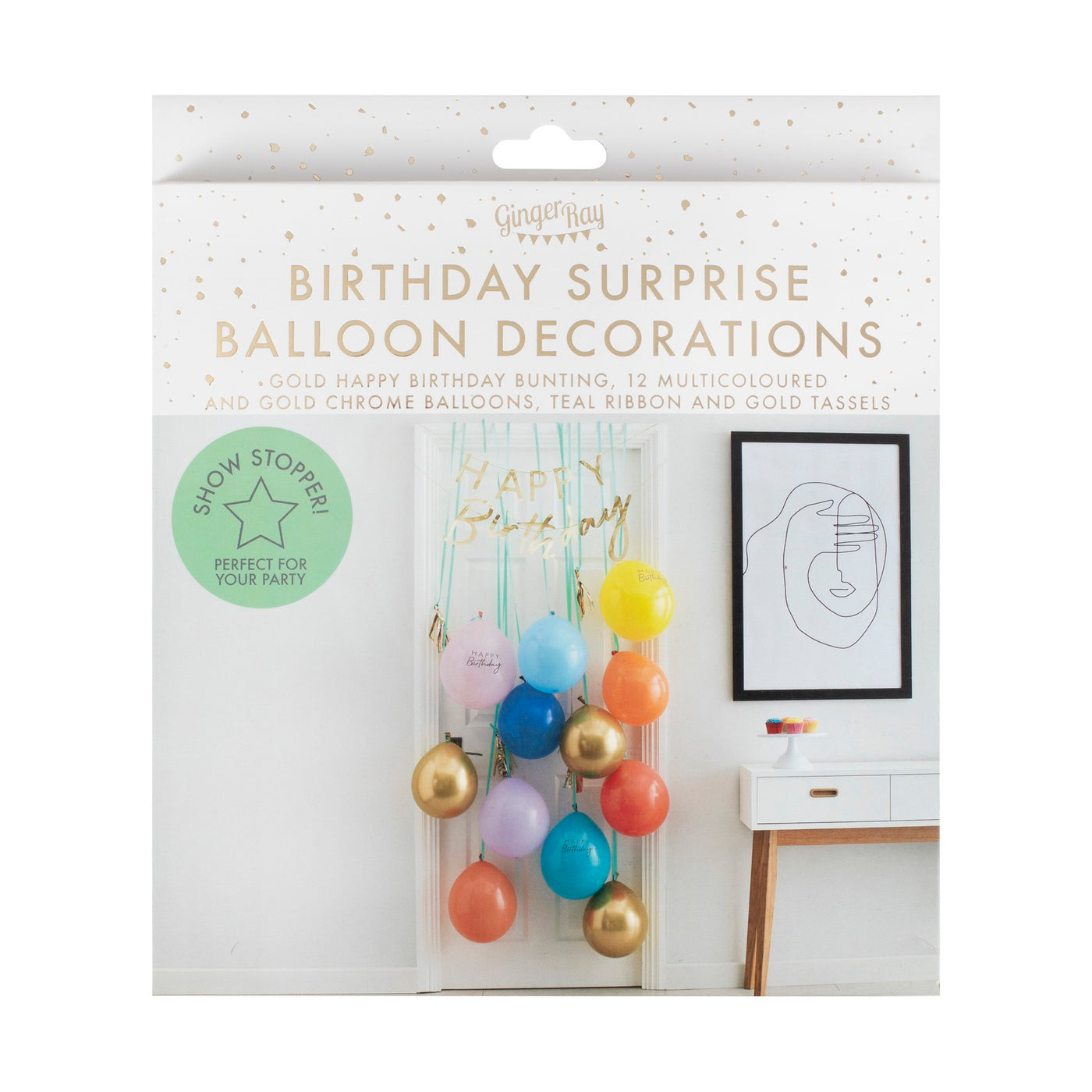 Rainbow and Gold Happy Birthday Balloon Door Kit