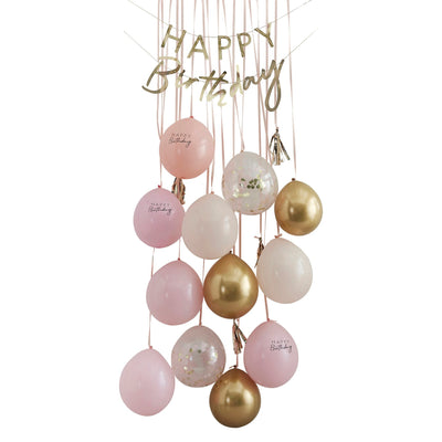 Pink and Gold Happy Birthday Balloon Door Kit