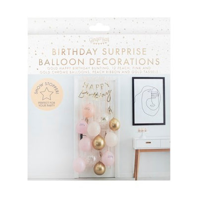 Pink and Gold Happy Birthday Balloon Door Kit