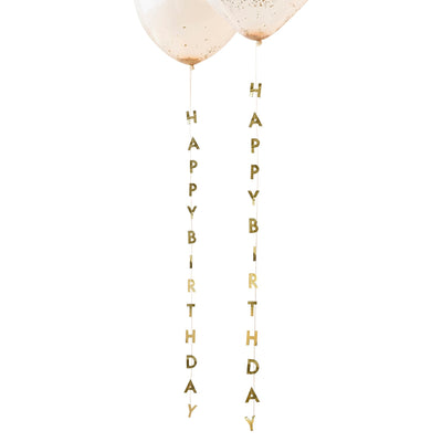 Gold Happy Birthday Balloon Tails