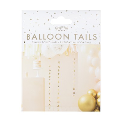 Gold Happy Birthday Balloon Tails