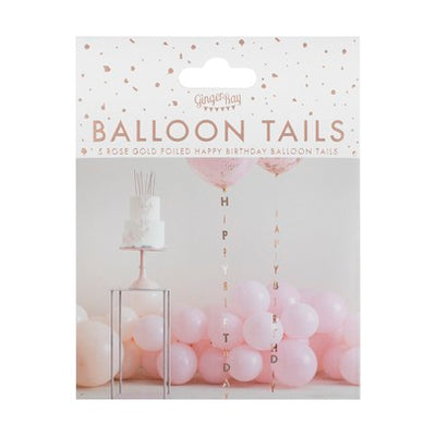 Rose Gold Happy Birthday Balloon Tails