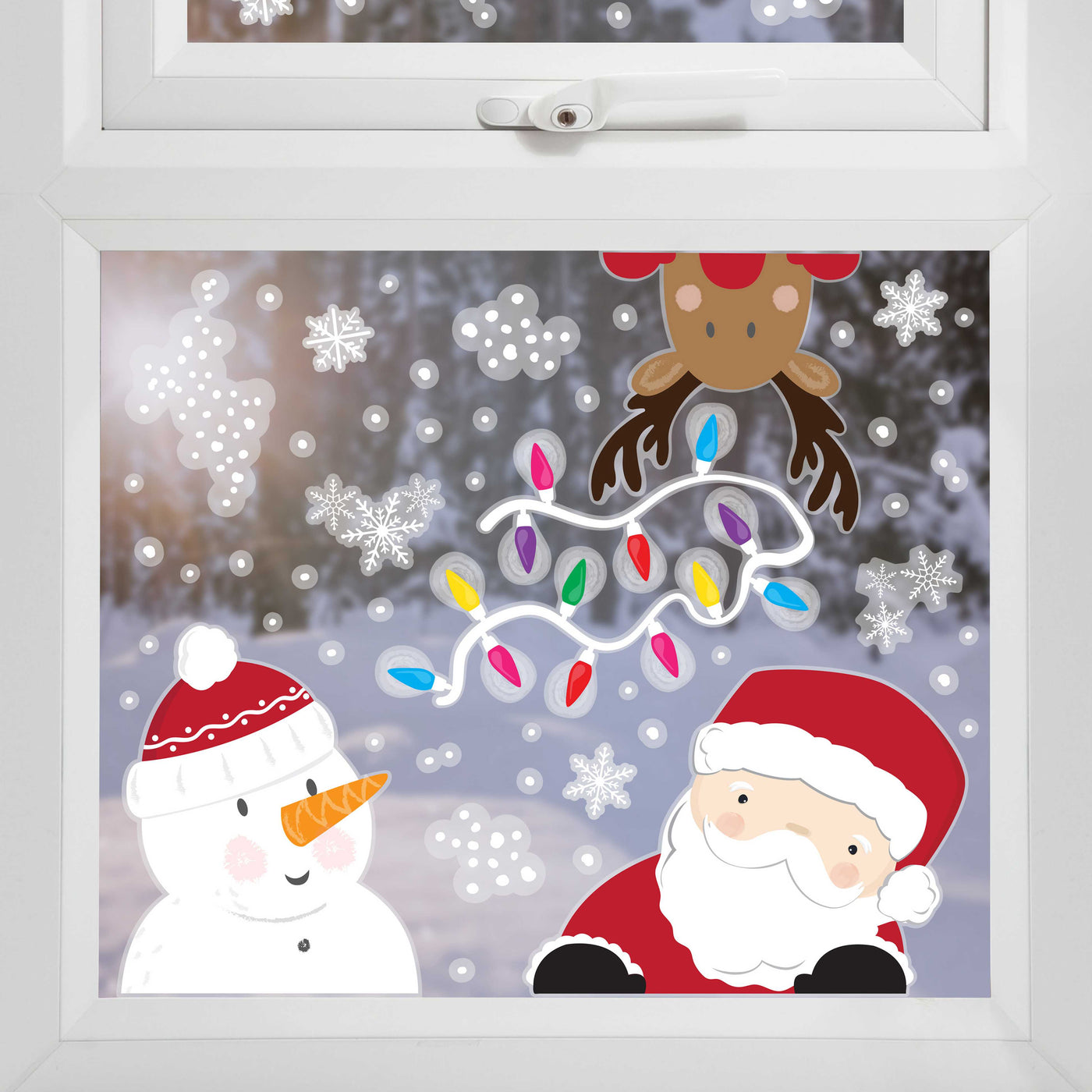 Santa and Reindeer Christmas Window Stickers