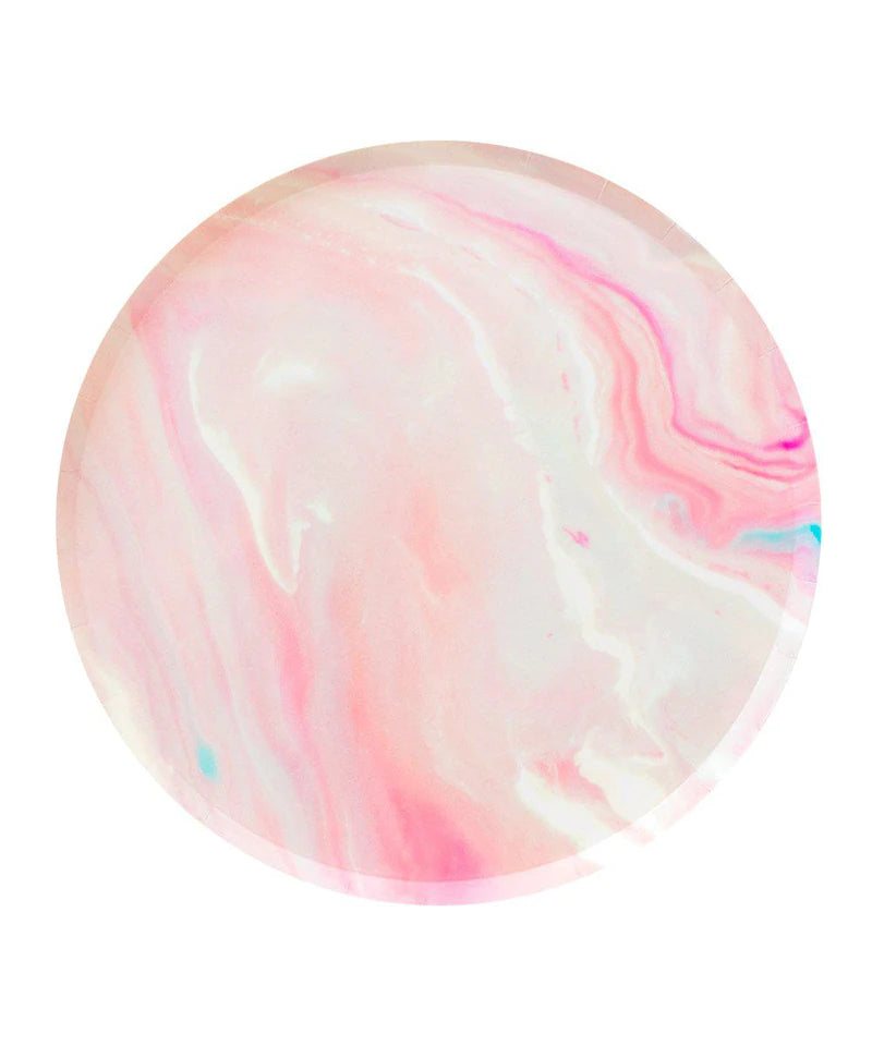 Pink Marble Large Paper Plates
