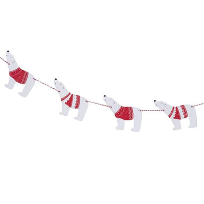 FESTIVE POLAR BEAR WOODEN BUNTING