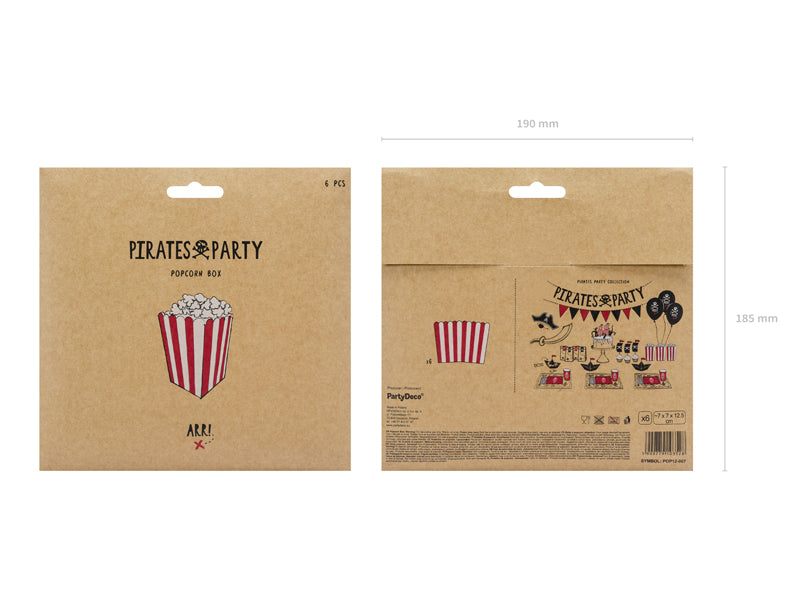 Red Stripe Popcorn Boxes - Ralph and Luna Party Shop