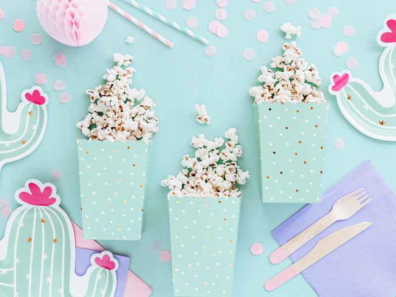 Mint Foil Dot Popcorn Box - Ralph and Luna Party Shop