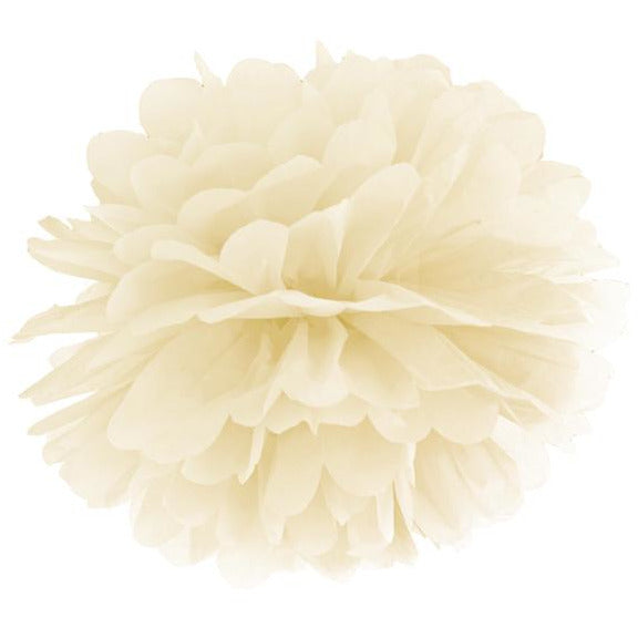 Cream Tissue Pom Pom 25cm - Ralph and Luna Party Shop