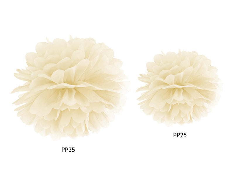 Cream Tissue Pom Pom 25cm - Ralph and Luna Party Shop