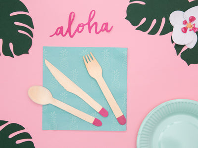 Pink Wooden Cutlery - Ralph and Luna Party Shop
