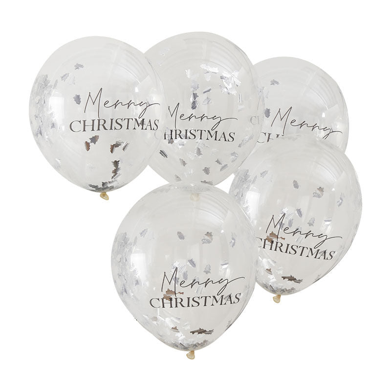 SILVER MERRY CHRISTMAS CONFETTI BALLOONS