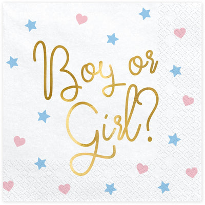 Boy or Girl Foil Napkins 33cm - Ralph and Luna Party Shop