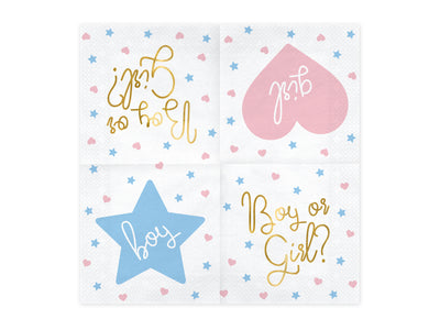 Boy or Girl Foil Napkins 33cm - Ralph and Luna Party Shop