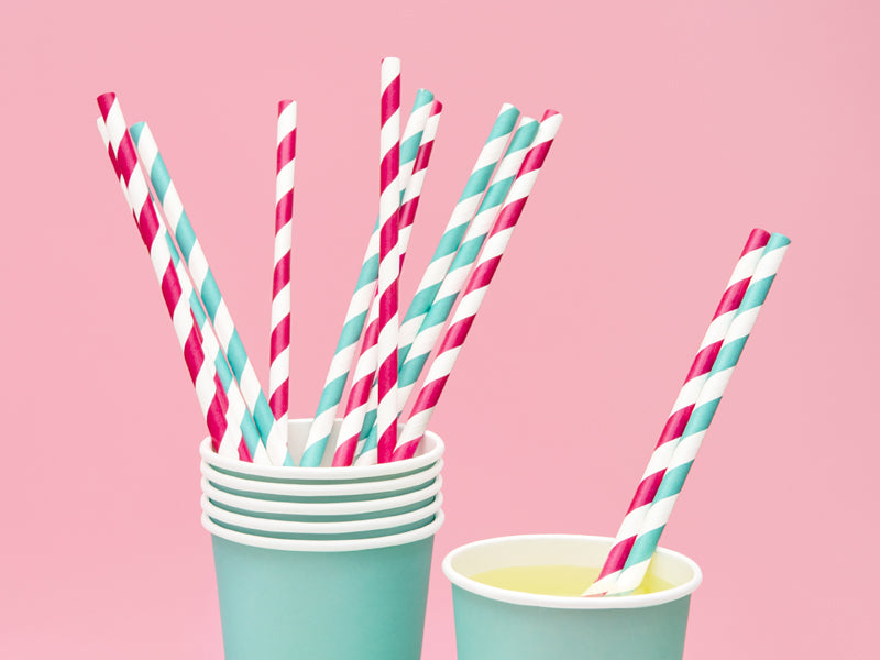 Pink Stripe Paper Straws - Ralph and Luna Party Shop
