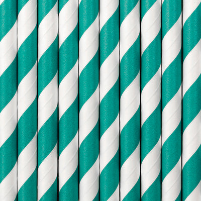 Turquoise Stripe Paper Straws - Ralph and Luna Party Shop
