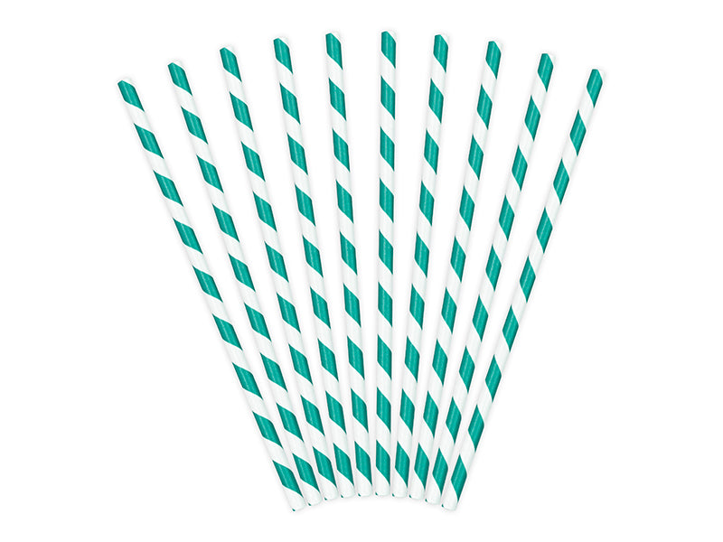 Turquoise Stripe Paper Straws - Ralph and Luna Party Shop