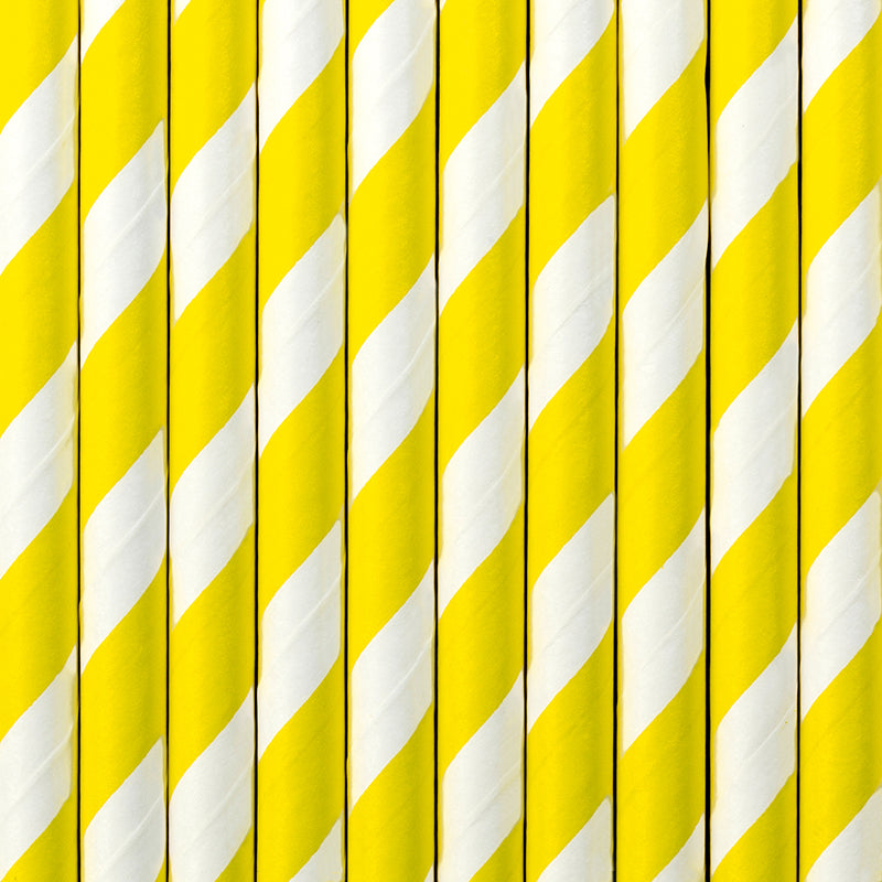 Yellow Stripe Paper Straws - Ralph and Luna Party Shop