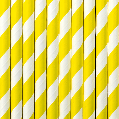 Yellow Stripe Paper Straws - Ralph and Luna Party Shop