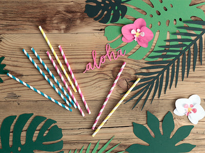 Yellow Stripe Paper Straws - Ralph and Luna Party Shop